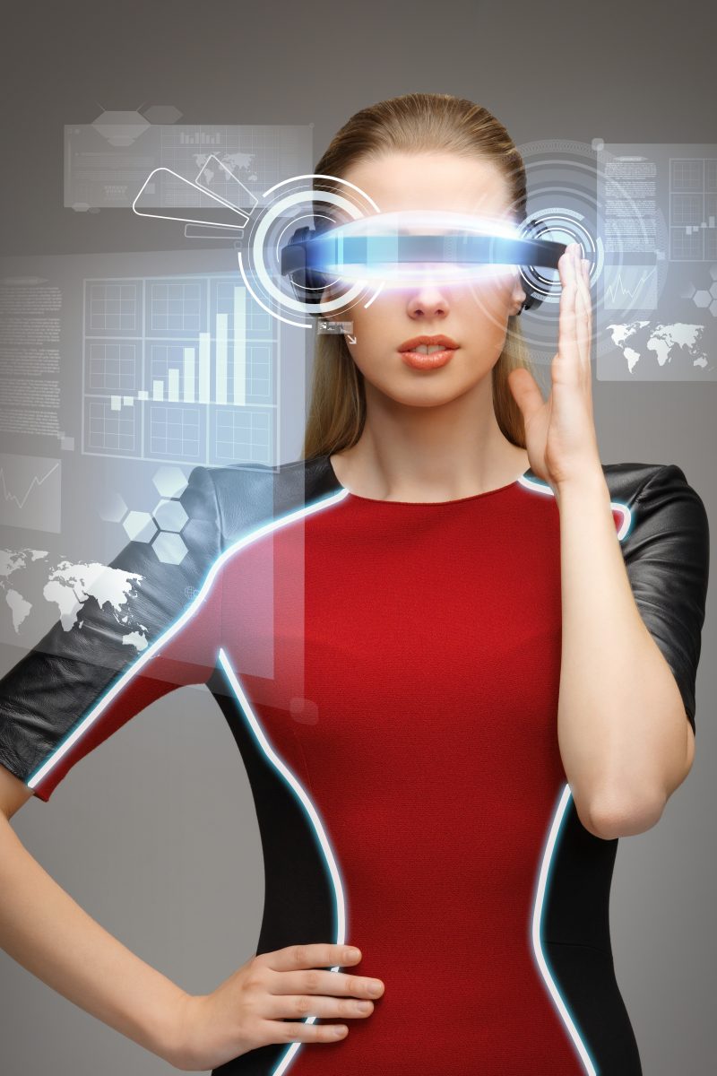 picture of beautiful woman with futuristic glasses